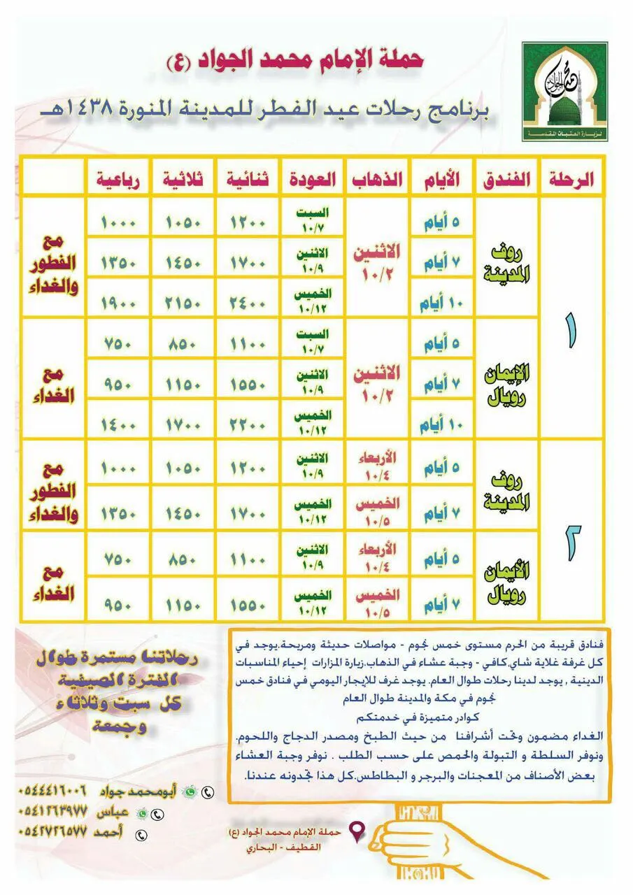 رحلات حملة الامام محمد الجواد (ع) للمدينة المنورة في عيد الفطر السعيد