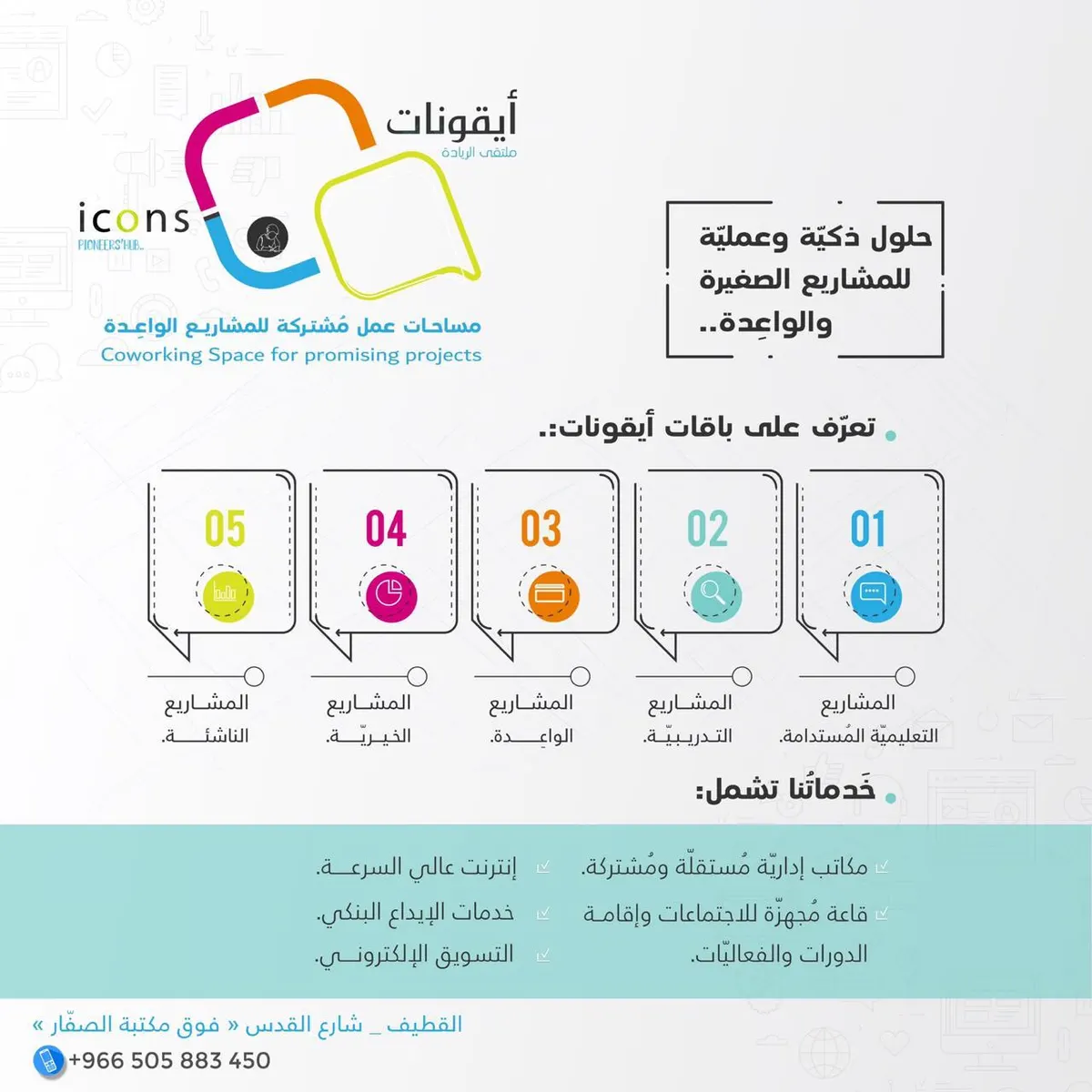 عندك فكرة مشروع؟ حيّاك.. مكتبك جاهز عندنا.. وفِي قلب القطيف!