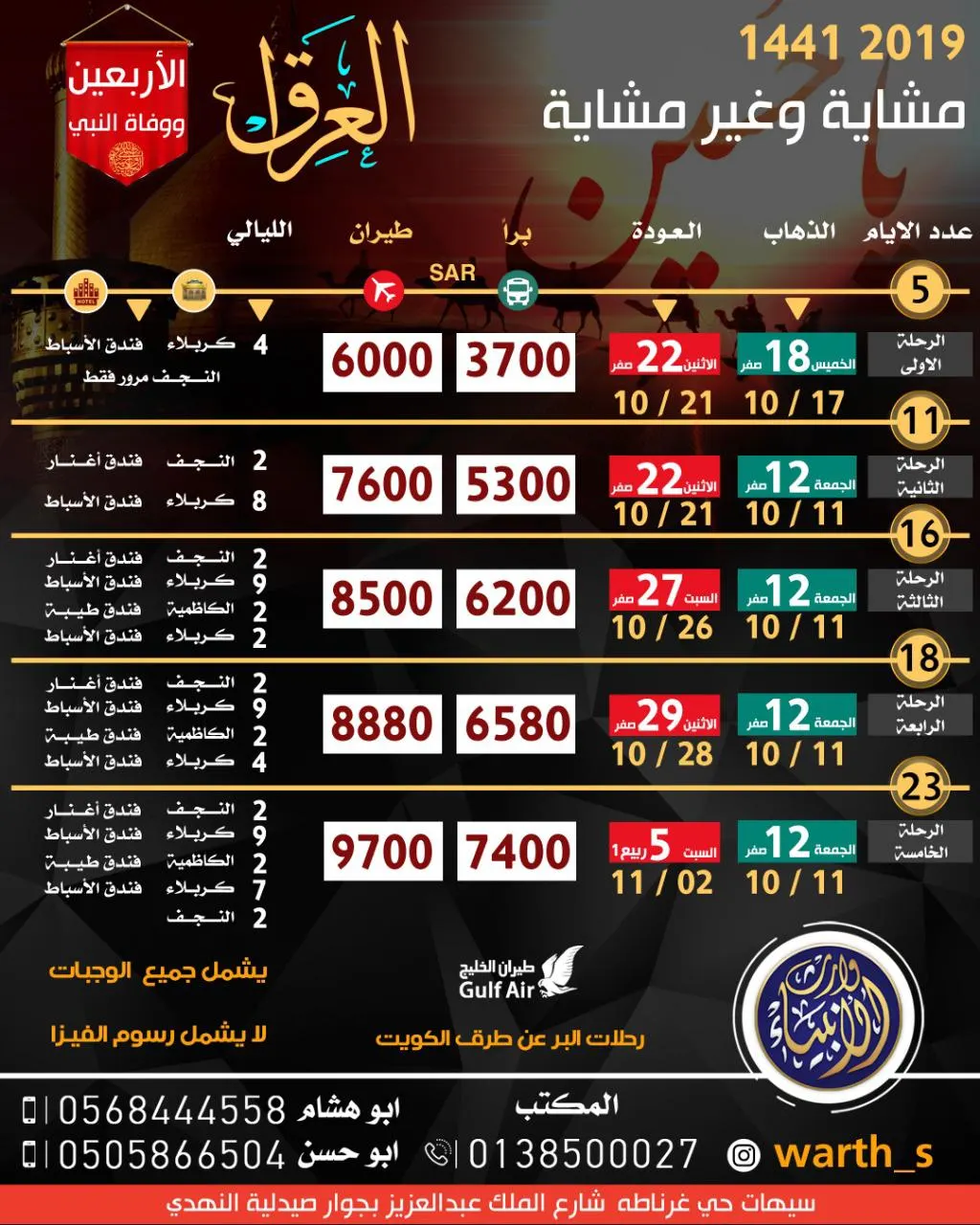 رحلات حملة «وارث الأنبياء» لزيارة الأربعين