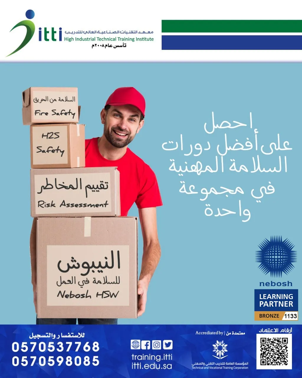 مجموعة دورات السلامة المهنية لدى معهد التقنيات الصناعية العالي للتدريب