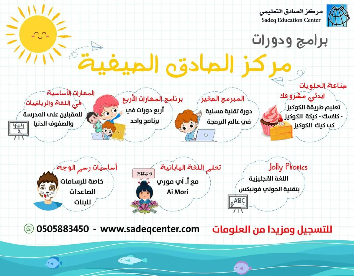 هذا المساء عبر منصّة زووم.. تعرّف على حزمة البرامج الصيفية بمركز الصادق التعليمي