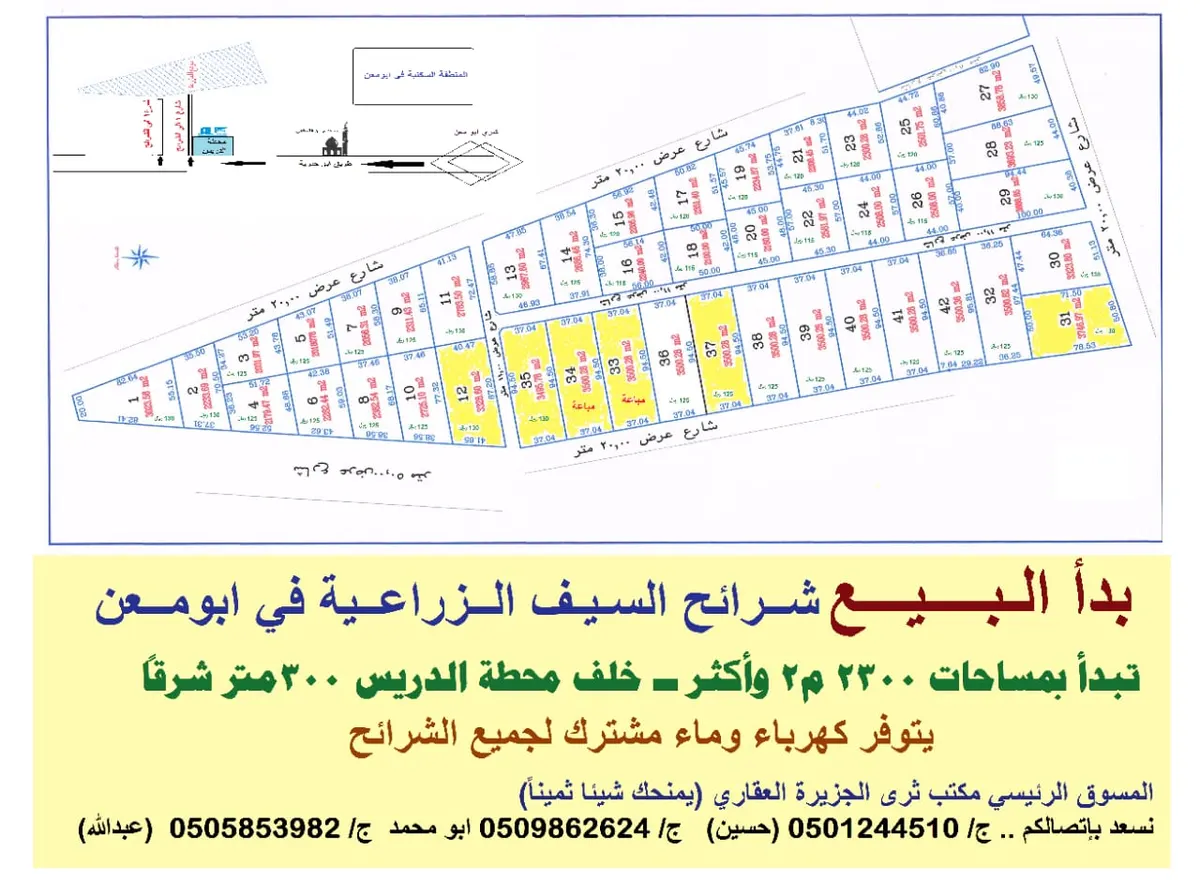 فرصة ذهبية لا تُفوّت.. للبيع شرائح السيف الزراعية في أبو معن