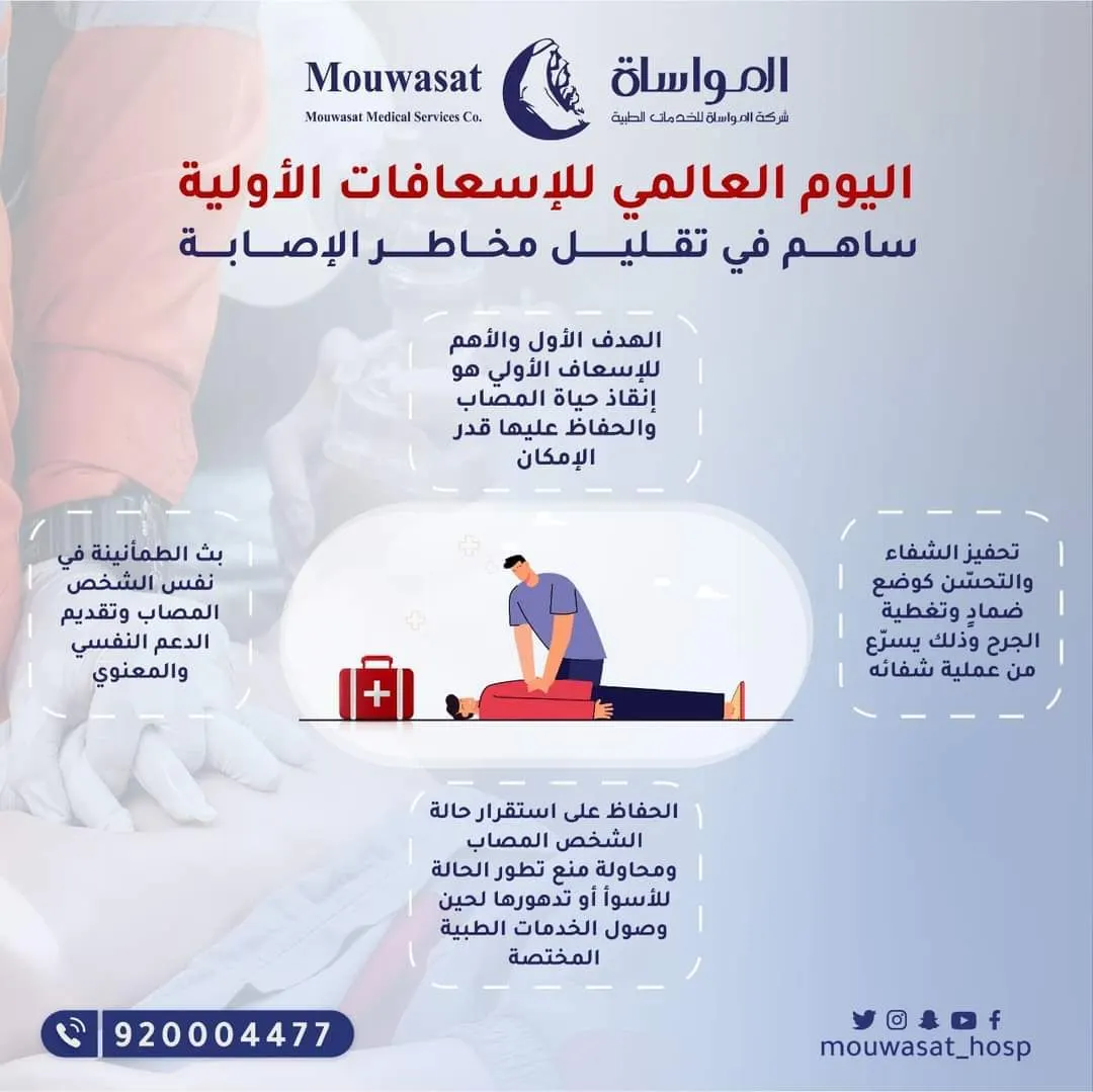 «مواساة القطيف» يعزز رسالته التوعوية في اليوم العالمي للإسعافات الأولية