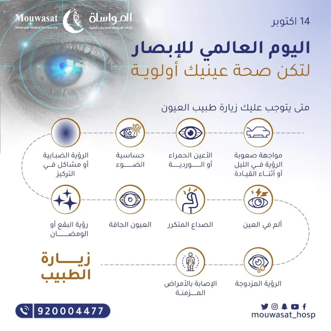 مواساة القطيف: في هذه الحالات يجب عليك زيارة طبيب العيون.. لتكن صحة عينيك أولوية