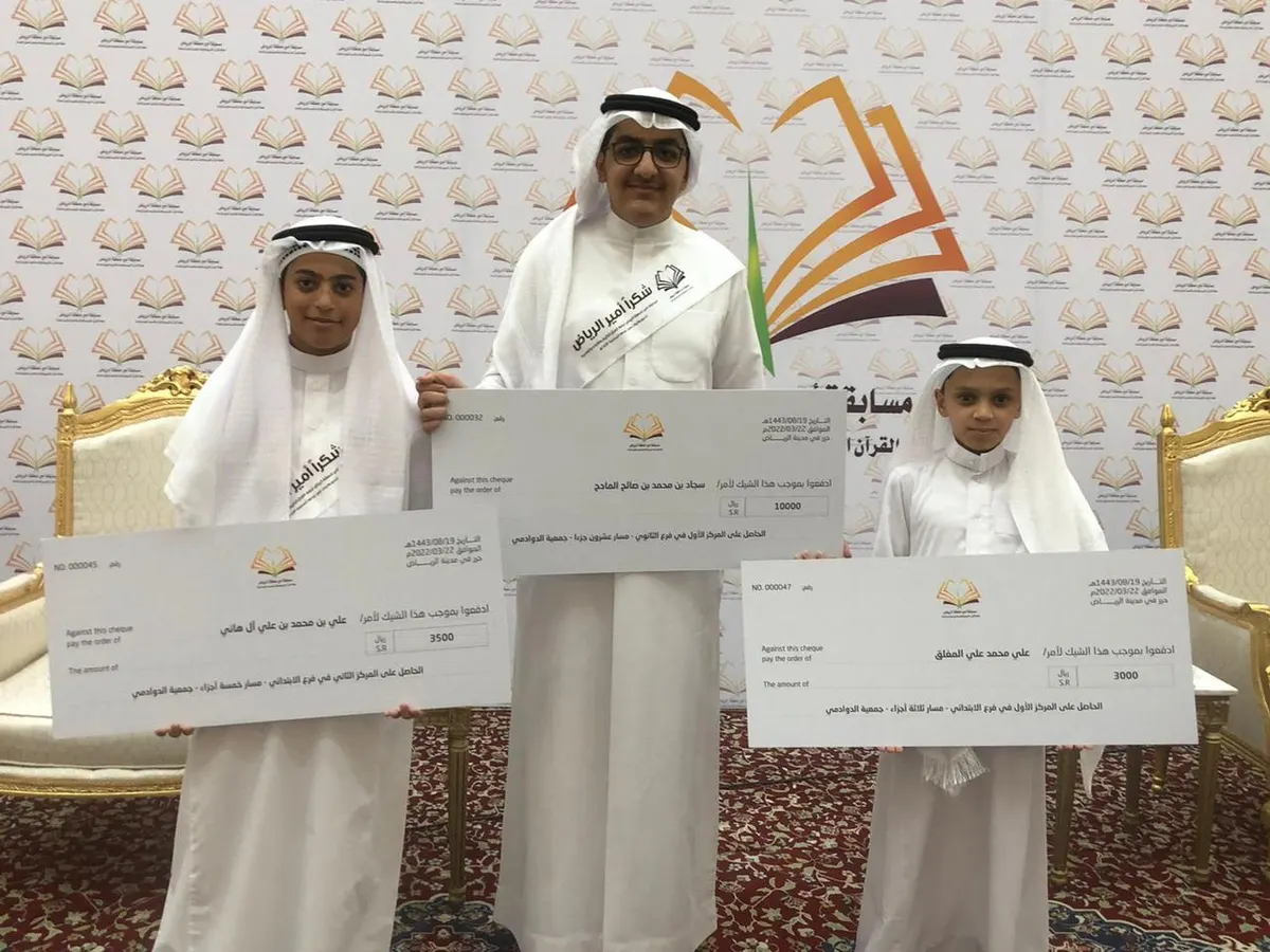 إنجاز على مستوى المملكة.. أشبال «تراتيل الفجر» بصفوى.. المادح والمغلق وآل هاني يحصدون المراكز الأولى بمسابقة أمير الرياض لحفظ القرآن الكريم