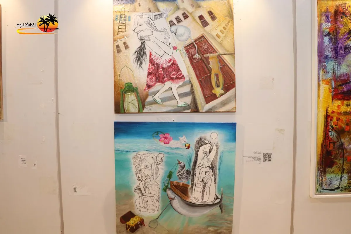 من القطيف.. حميدة السنان ترسم القصص الشعبية بـ«كوثريات بوح» في «قصة لوحة» بالدمام