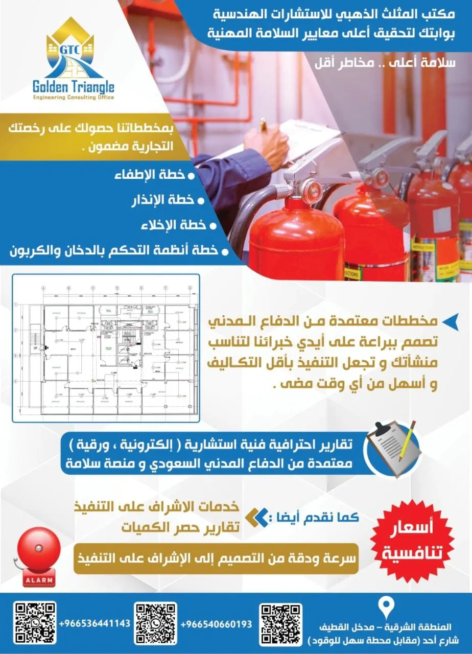بأفضل الأسعار.. «المثلث الذهبي للاستشارات الهندسية» يقدم مخططات سلامة وتقارير فنية من منصة سلامة