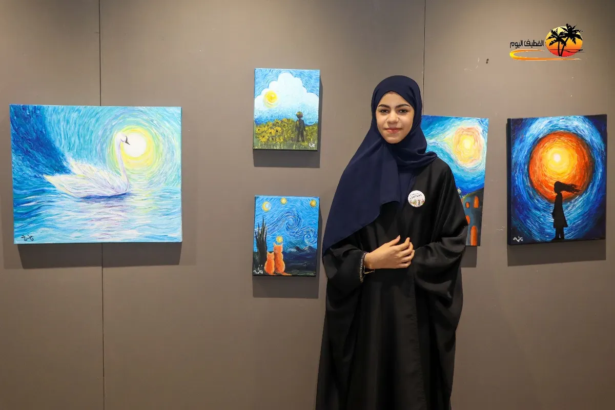 من التوبي.. لوحات العالمي فان جوخ تعود بفرشاة فاطمة البحراني في «أنامل واعدة 2»