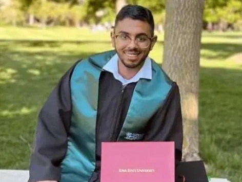 من أم الحمام.. جامعة ولاية آيوا بأمريكا تمنح «محمد البراك» البكالوريوس في الهندسة الصناعية