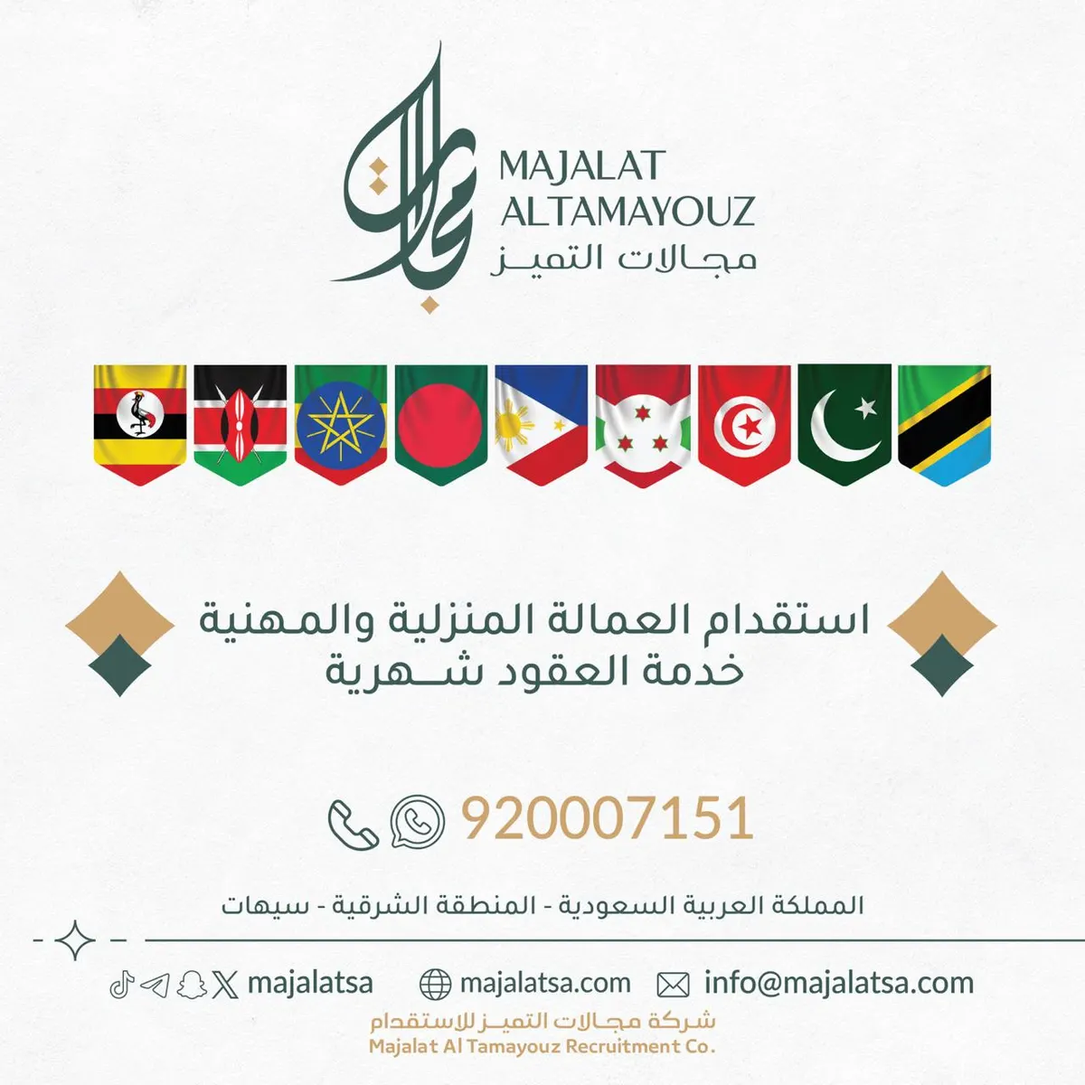 شركة مجالات التميز للإستقدام .. أكثر من 10 دول وأكثر من 200 سير ذاتية جاهزة للاختيار