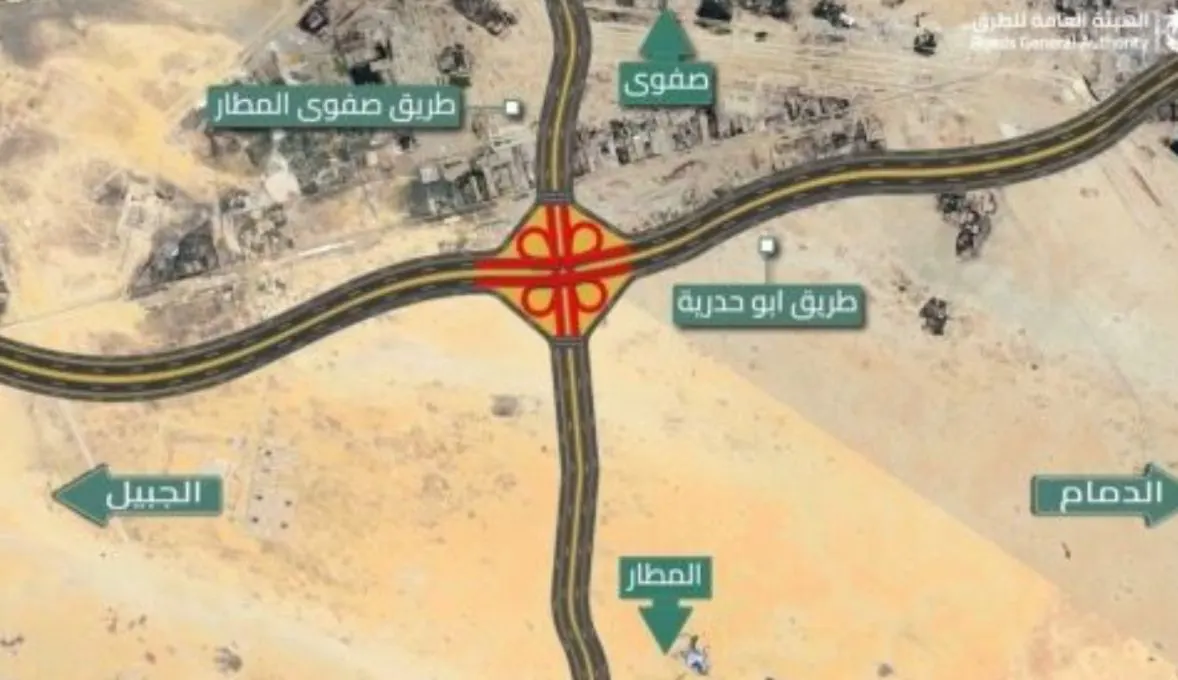 الهيئة العامة للطرق: إنجاز 98‎% من طريق أبو حدرية مع طريق صفوى المطار