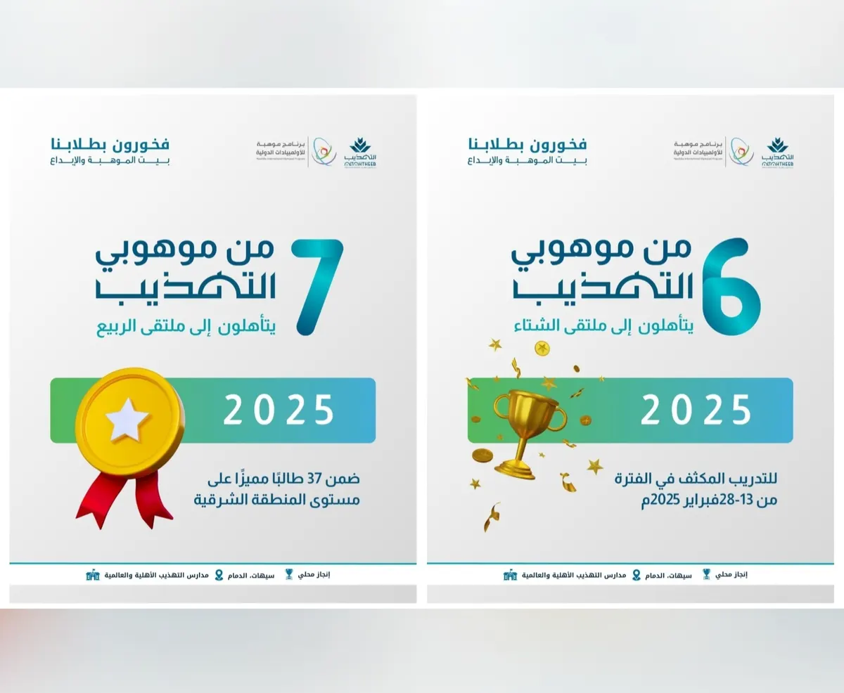مدارس التهذيب تفتخر بإنجاز موهوبيها