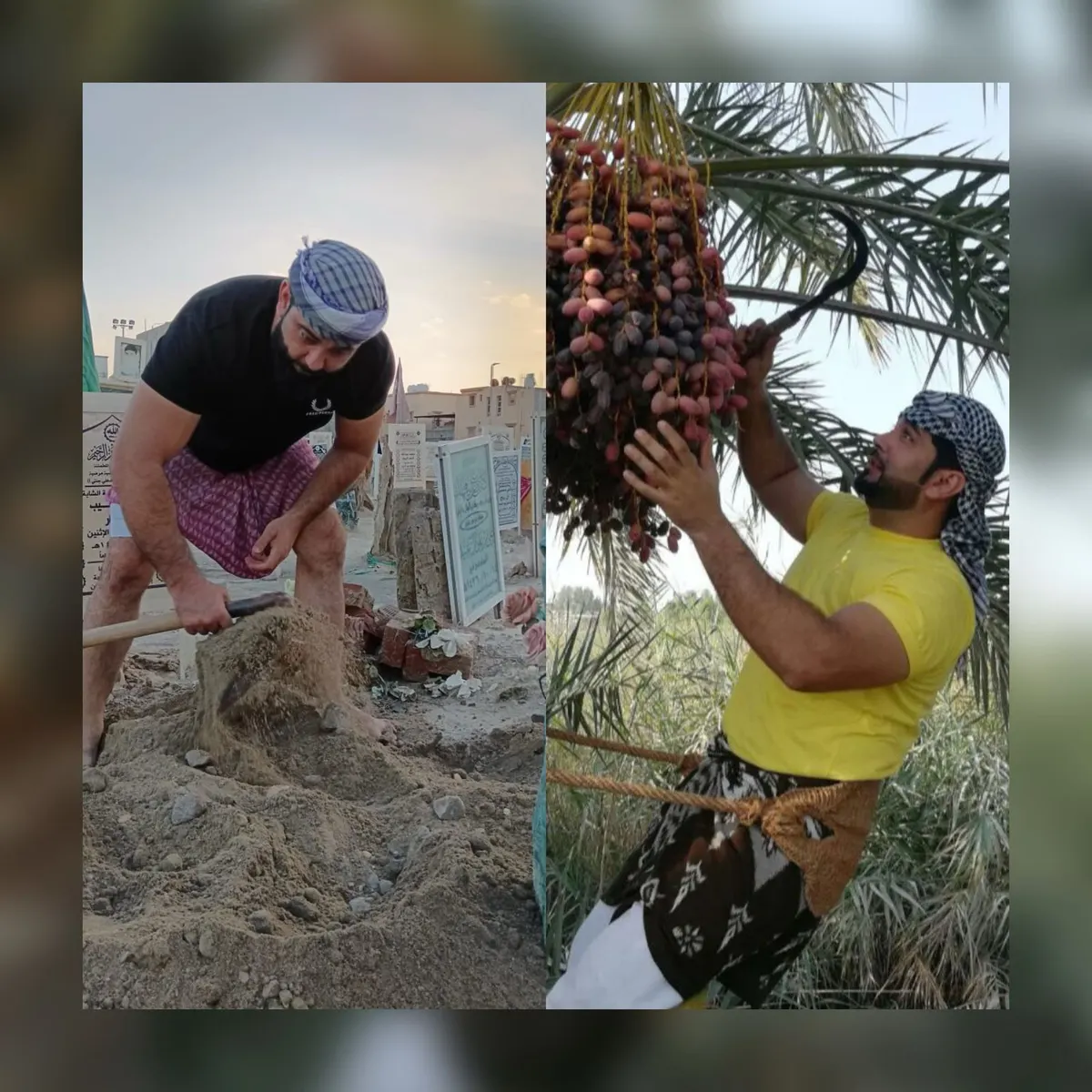 في القديح.. بين الحياة والموت.. موسى الجبيلي يجمع بين مهنة تكريم الموتى وحب بساتين النخيل