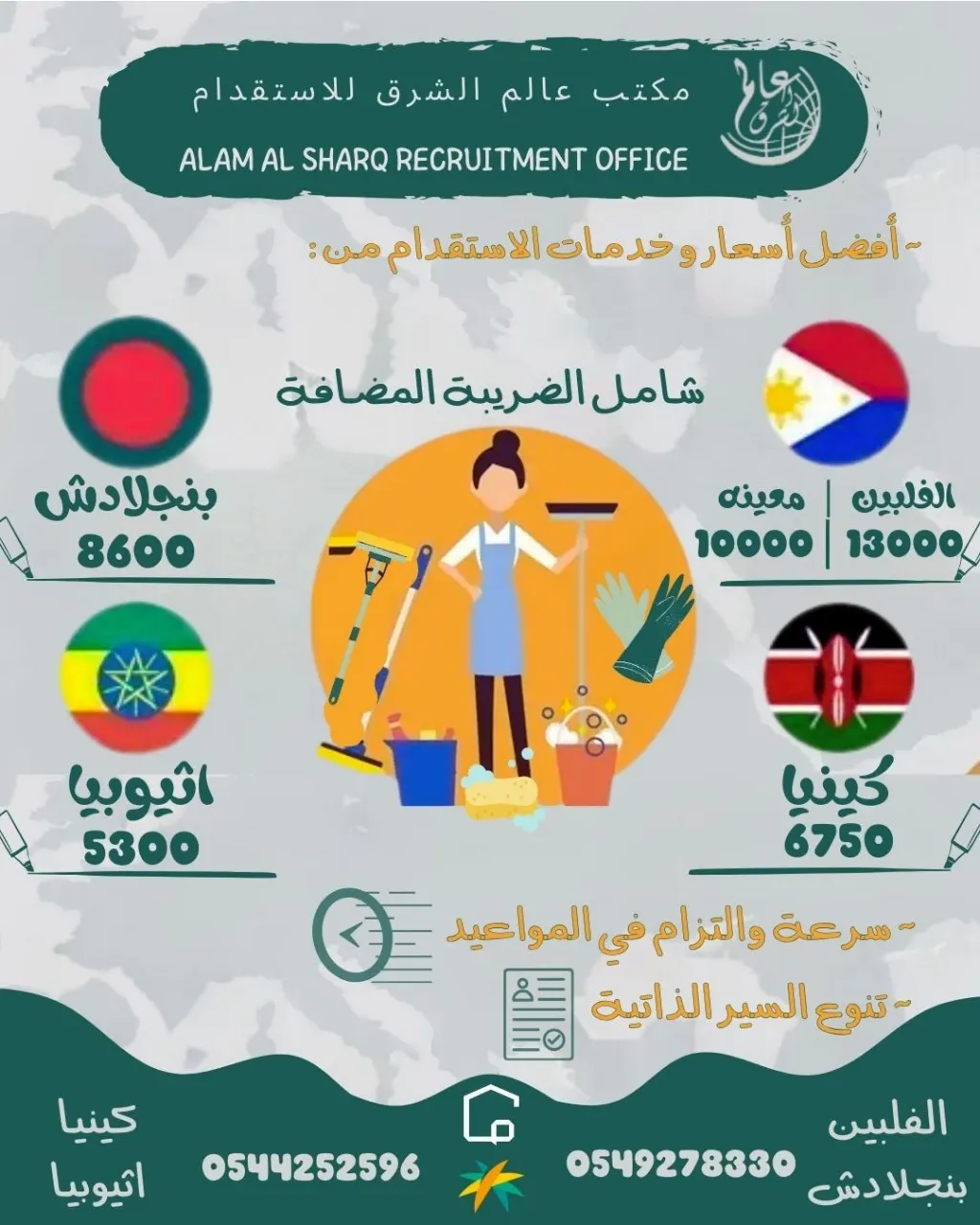 استقدم العمالة المنزلية من مكتب «عالم الشرق».. الفلبين وبنغلادش وكينيا وإثيوبيا