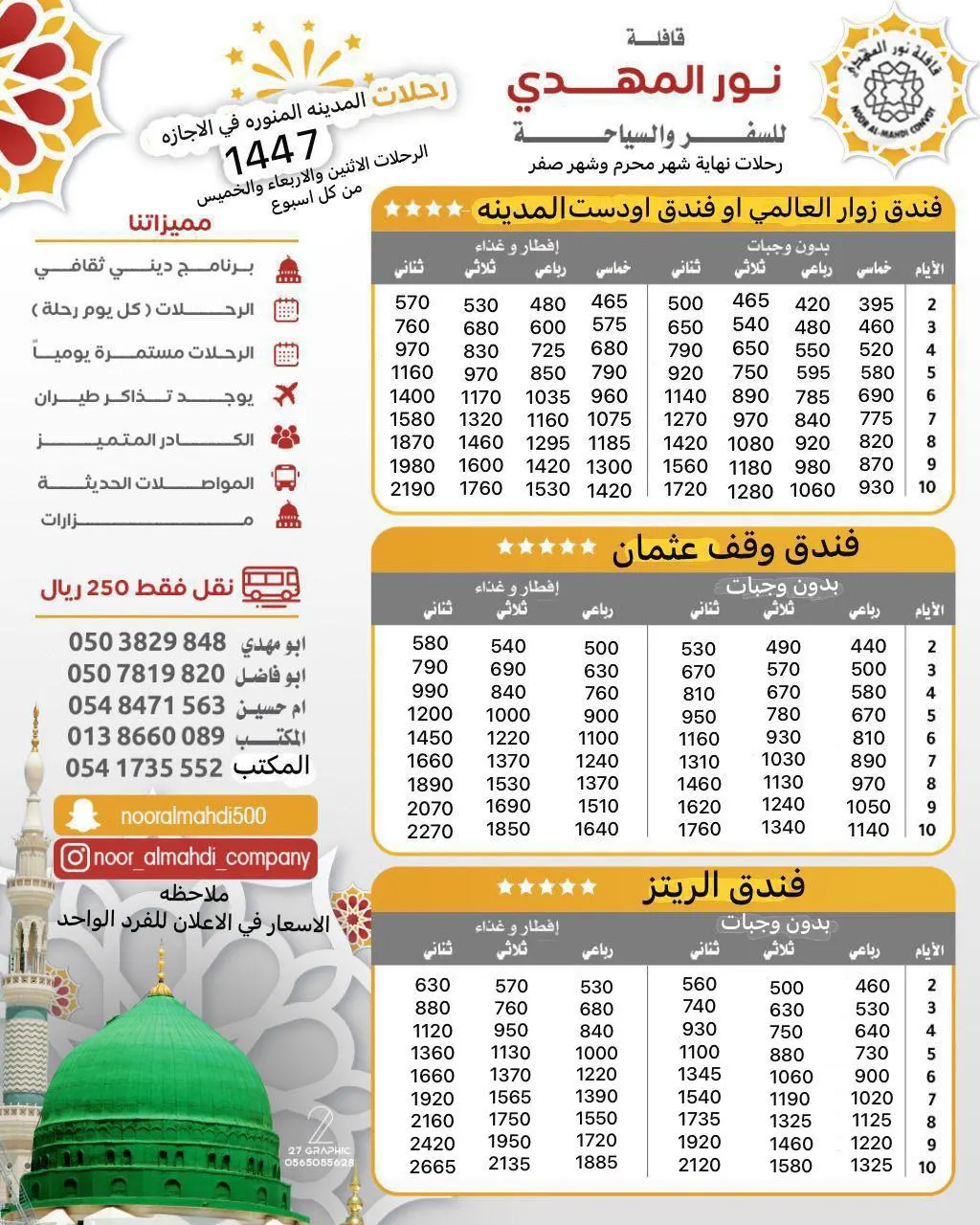 «قافلة نور المهدي» تُسير رحلاتها إلى «المدينة المنورة» في إجازة صيف 2025