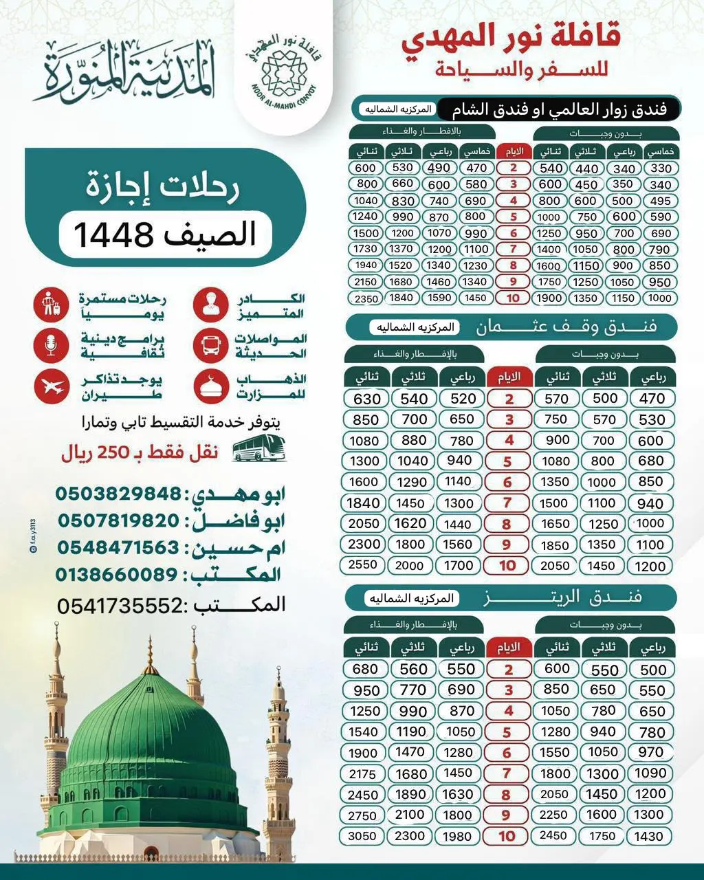 «قافلة نور المهدي» تُسير رحلاتها إلى «المدينة المنورة»