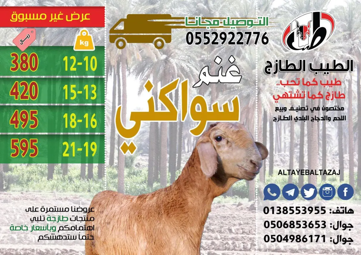 عرض غير مسبوق على الغنم السواكني من ”الطيب الطازج“