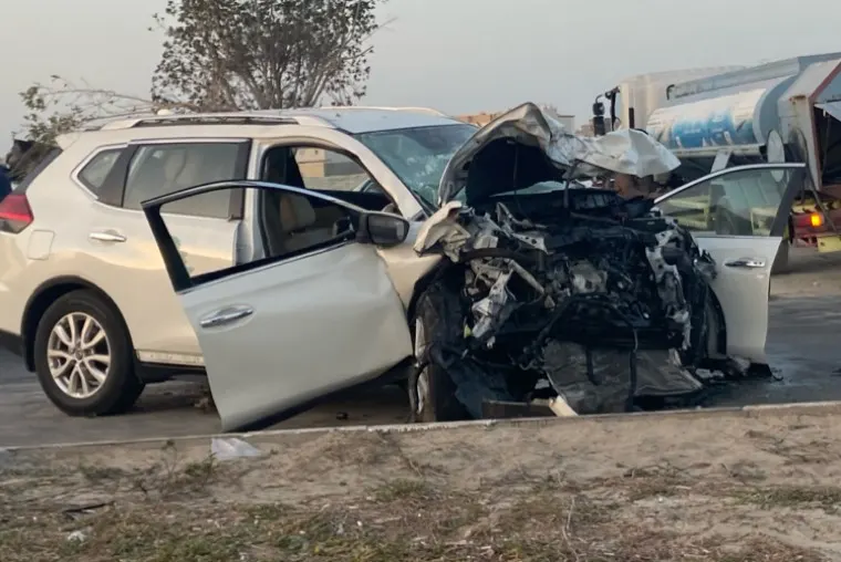 «بالصور».. وفاة و3 إصابات في حادث تصادم عنيف بتاروت