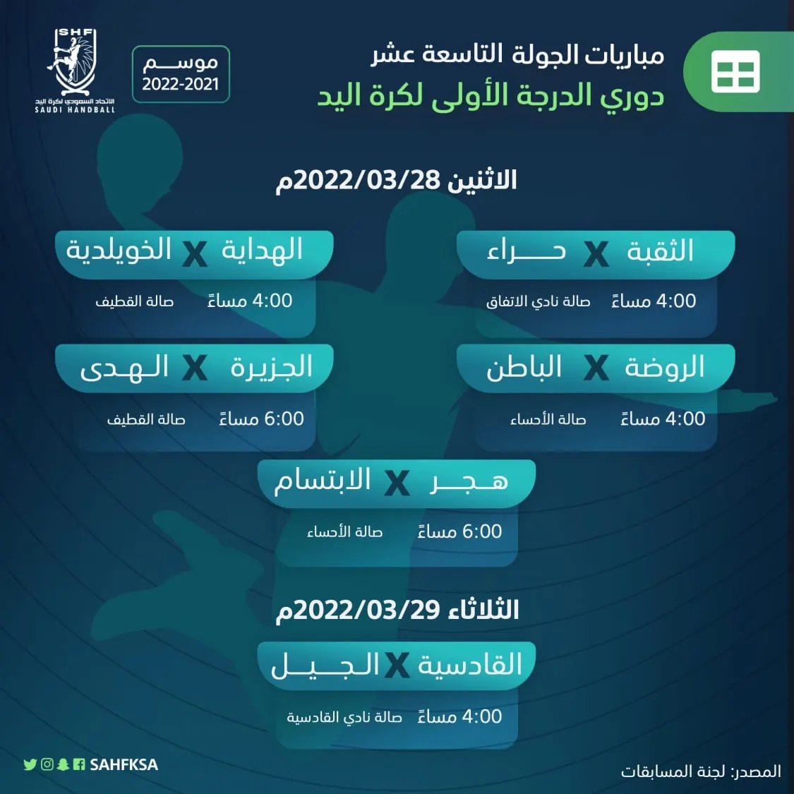 الابتسام في ضيافة هجر والثقبة يواجه حراء في أولى اليد