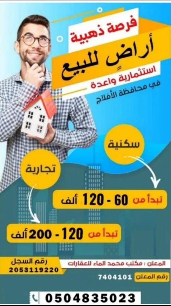 أراضي سكنية تبدأ من 60 ألف ريال