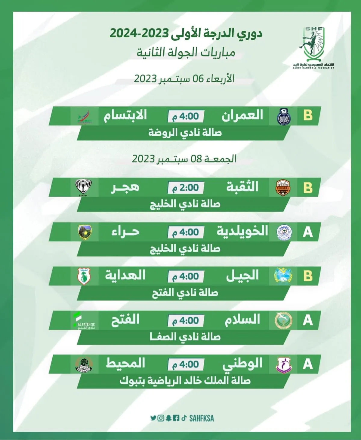 الجولة الثانية تنطلق غدا.. ولابتسام يحقق الانتصار في أول ظهور له بدوري أولى اليد
