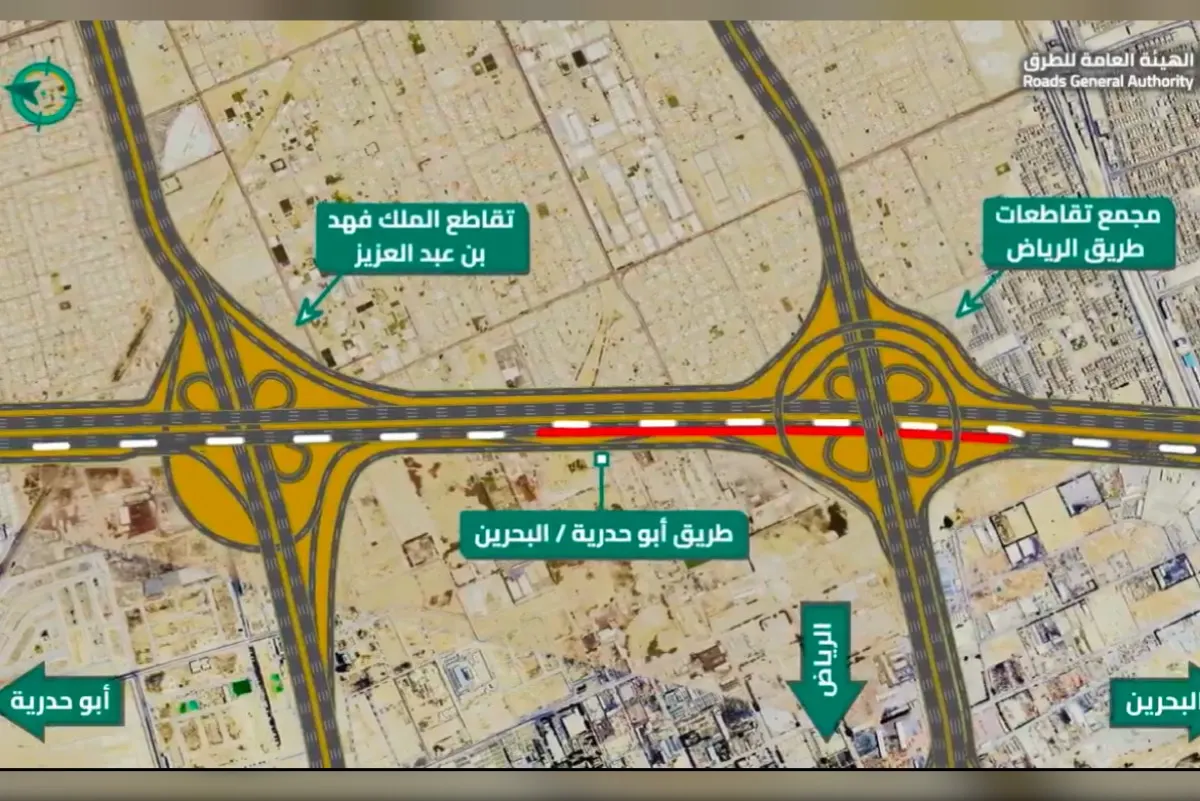 إغلاق 5 مداخل ومخارج لإصلاح طريق أبو حدرية - البحرين.. تعرف على المسارات البديلة