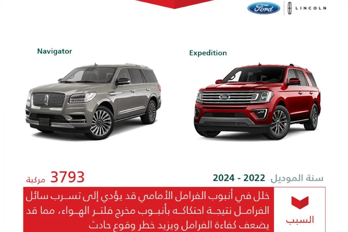 هل سيارتك ”فورد“ أو ”لينكون“؟ خلل في الفرامل يستدعي 3,793 مركبة
