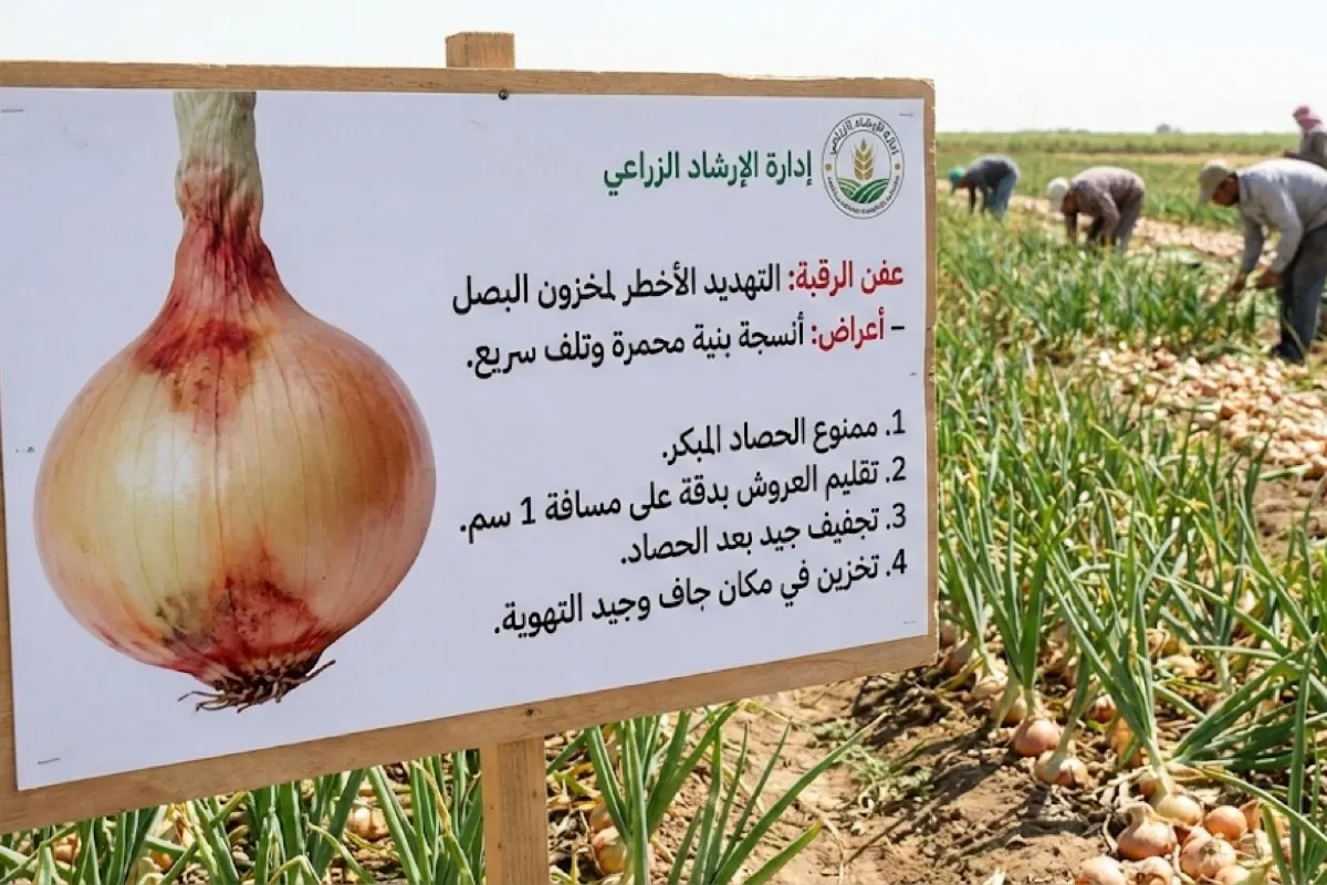 «اللون الأحمر».. علامة خطر تهدد محصول البصل في المستودعات