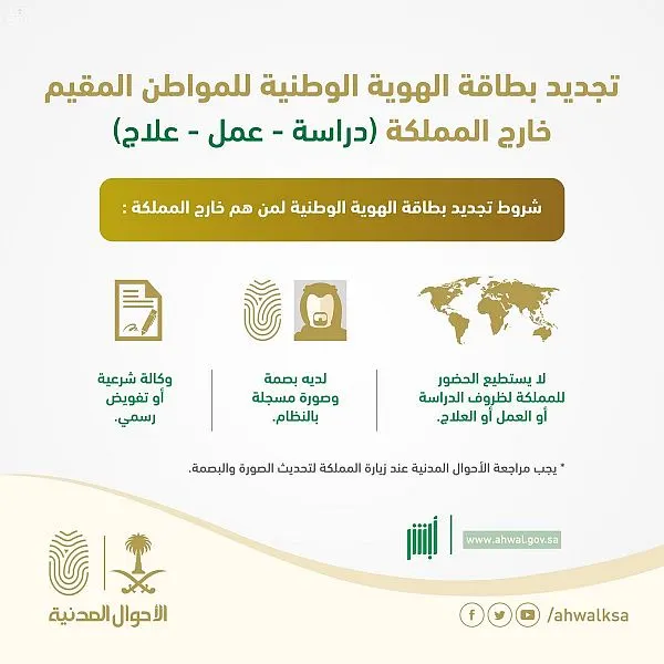 خدمة لتجديد الهوية الوطنية للسعوديين في الخارج
