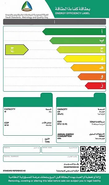 بدء الزام المصنعين والمستوردين بتغيير شكل بطاقات كفاءة الطاقة إلى المستويات