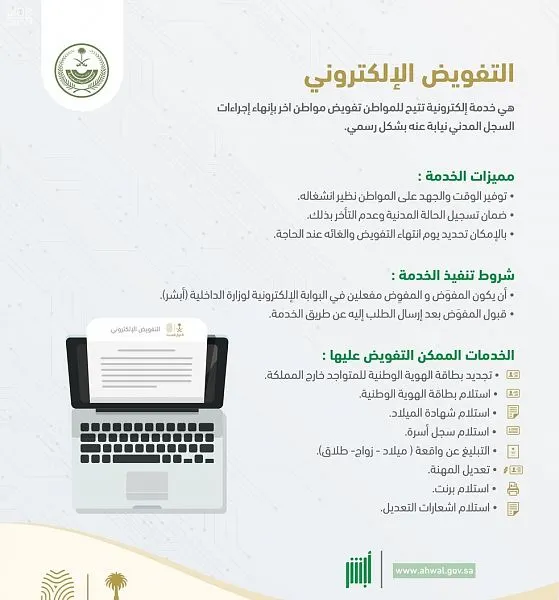 وكيل الداخلية للأحوال المدنية يدشّن خدمة التفويض الإلكتروني