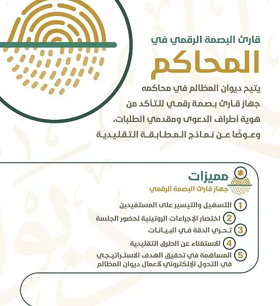 ديوان المظالم: لا نظر في قضية قبل “تبصيم” أطراف الدعاوى.. إليكترونياً
