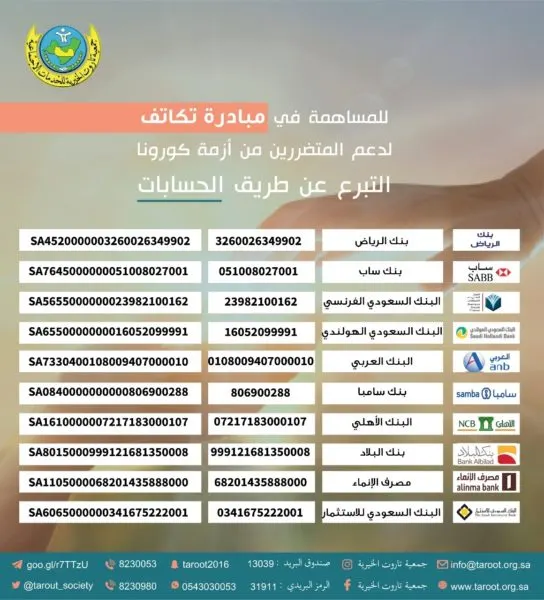 خيرية تاروت تتلقى تبرعات بـ110 آلاف ريال لدعم “تكاتف”