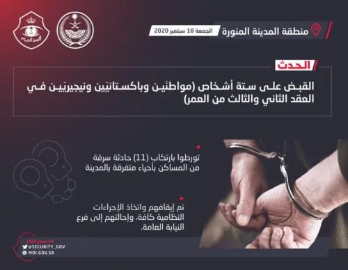 عصابة من 3 جنسيات تسرق 11 منزلاً
