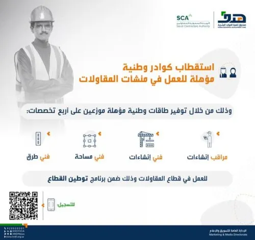 وظائف للسعوديين في قطاع المقاولات.. بعد التدريب