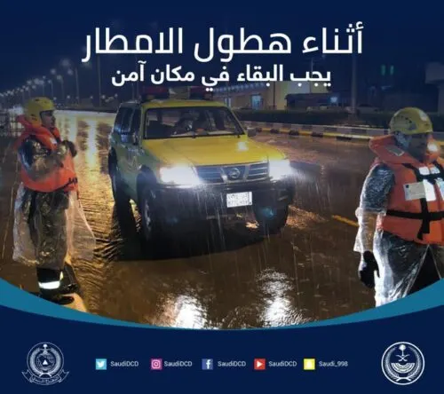 الدفاع المدني: أمطار رعدية على الشرقية اعتباراً من غد ولمدة 4 أيام