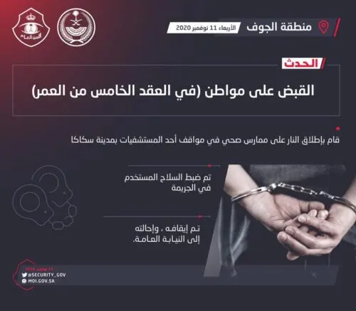 سعودي يطلق النار على ممارس صحي.. والعقوبة: السجن وغرامة مليون