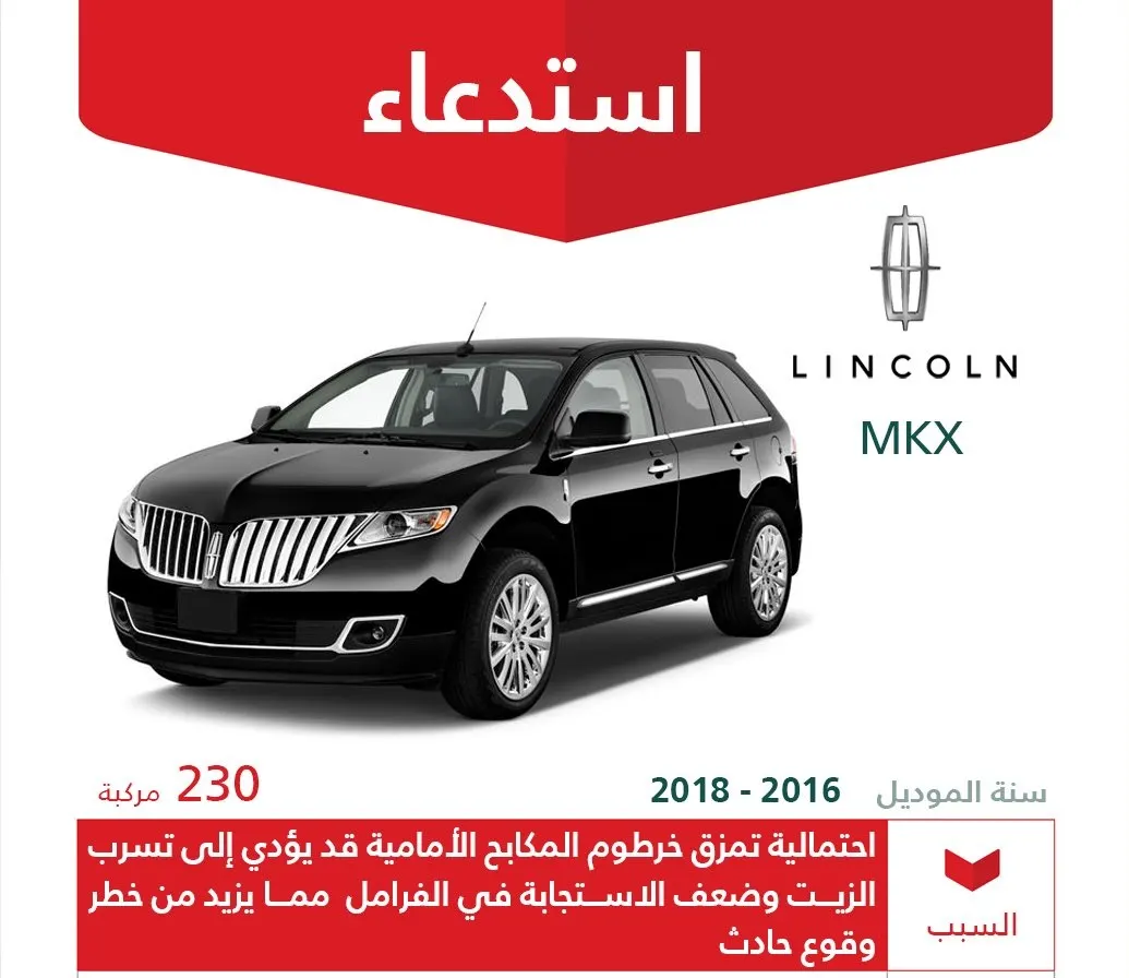 سيارات “فورد” و “لنكون” خطرة جداً.. و “التجارة” تستدعي 10,888 مركبة