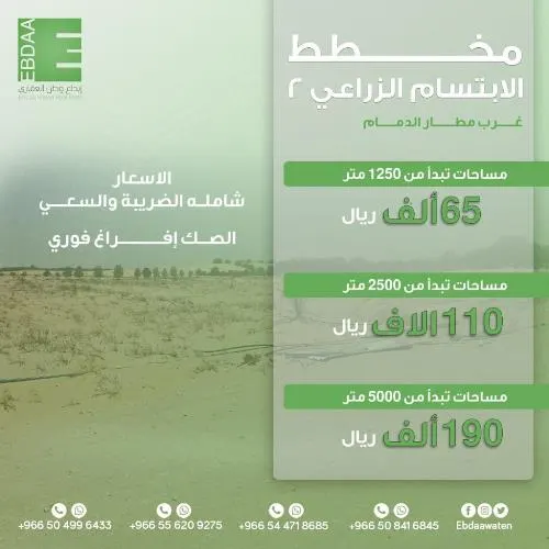 مكتب إبداع وطن العقاري: أراضي مخطط الابتسام 2 جاهزة للإفراغ الفوري