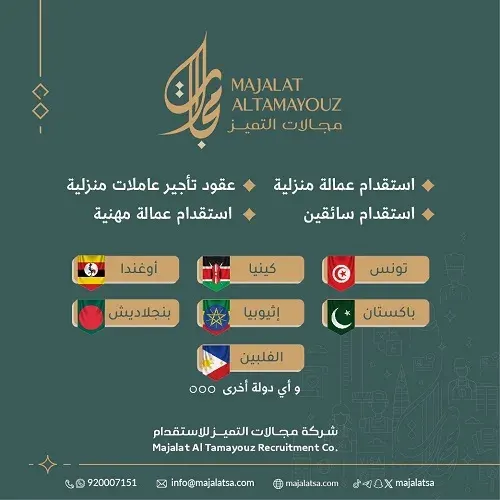 تواصل مع مجالات التميز للحصول على سير ذاتية متنوعة من جنسيات مختلفة