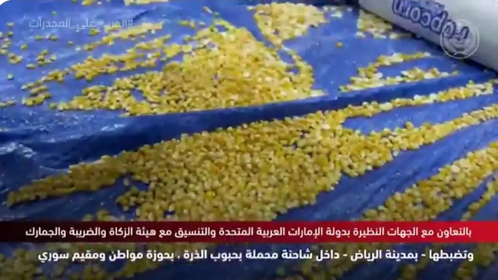 سعودي وسوري يهربان 1.5 مليون حبة مُخدرة في شحنة ذرة