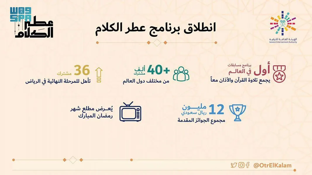 هيئة الترفيه في رمضان.. مسابقة في القرآن والأذان