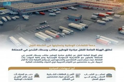 أطلقتها هيئة للنقل.. مبادرة لتوطين مكاتب وسطاء الشحن