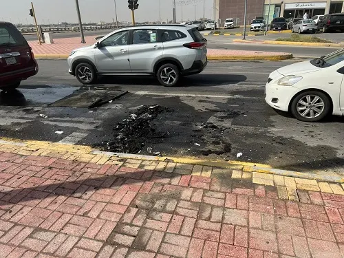 [صور] نجاة سائقة من حريق هيونداي أمام “سيتي مول”