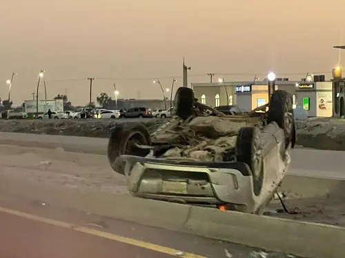 حادث رباعي يقلب “فورد” عند كوبري الأوجام