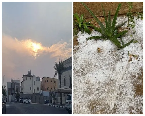 البرَد غرب الرياض والشمس في الشرقية