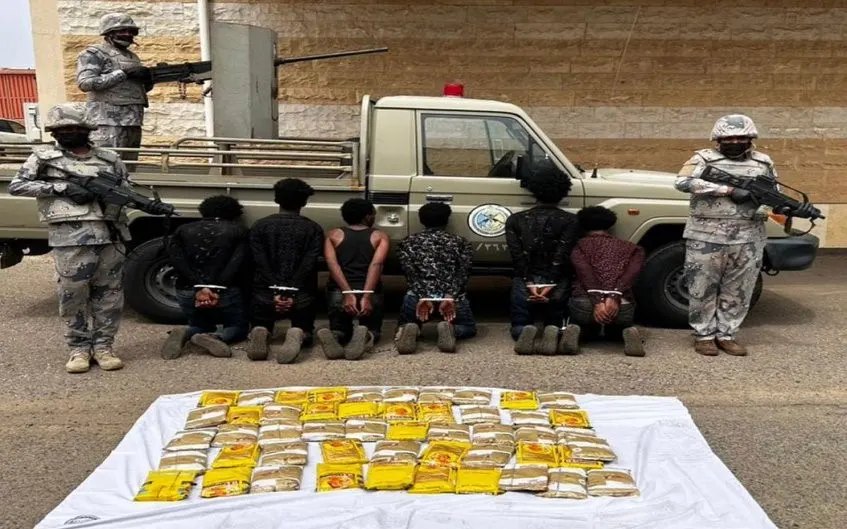 سقوط 6 إثيوبيين حاولوا تهريب 54 كيلو حشيش