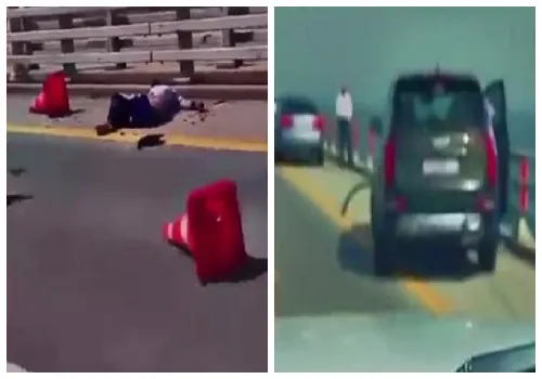 فيديو متداول.. حادث دعس يُطيح بعاملين في جسر الملك فهد