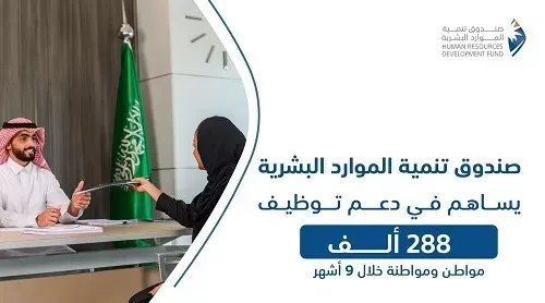 دعم توظيف 288 ألف مواطن ومواطنة خلال 9 أشهر