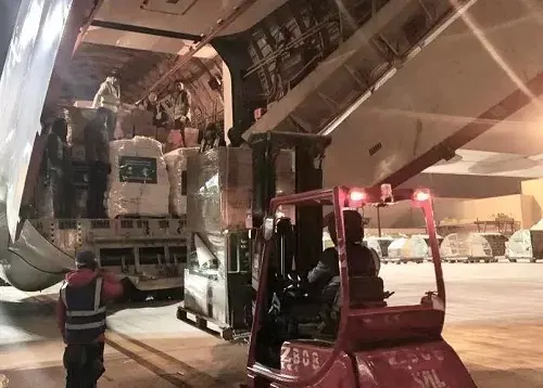 الطائرة الإغاثية السعودية الـ 31 تصل إلى مطار العريش